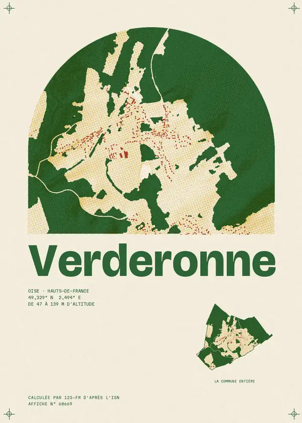 Affiche de Verderonne, calculée par 123-fr d'après l'IGN