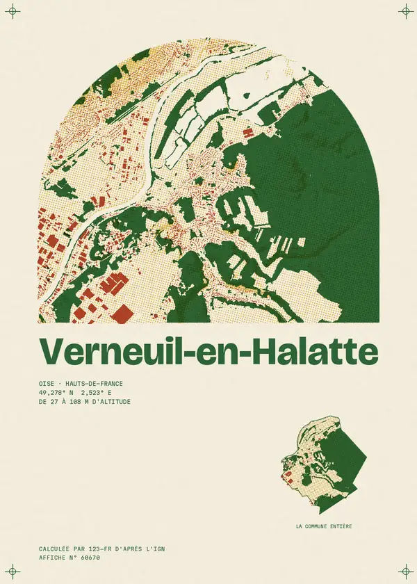 Affiche de Verneuil-en-Halatte, calculée par 123-fr d'après l'IGN