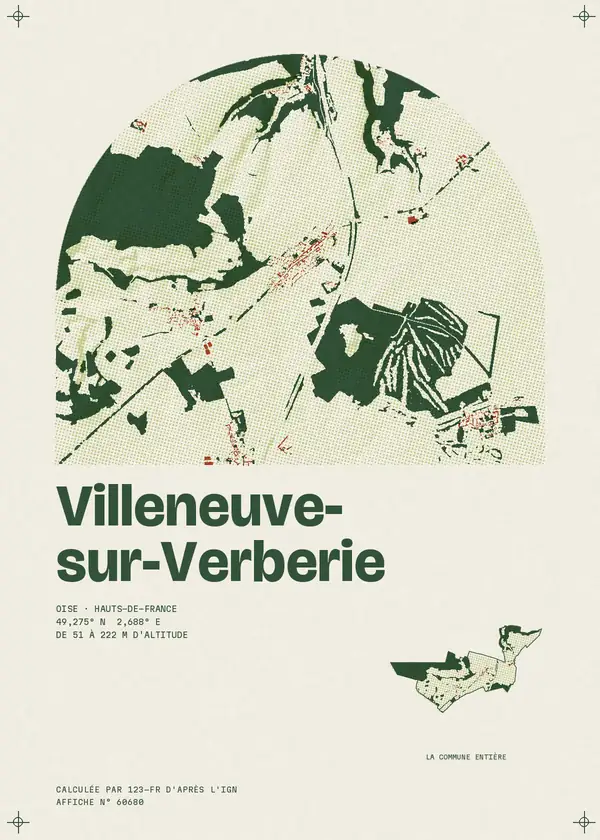 Affiche de Villeneuve-sur-Verberie, calculée par 123-fr d'après l'IGN