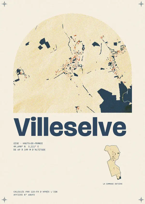 Affiche de Villeselve, calculée par 123-fr d'après l'IGN