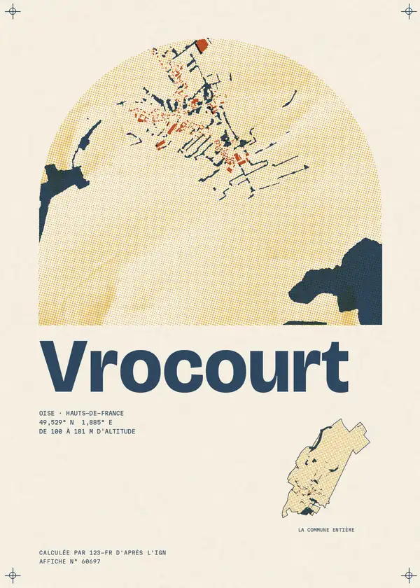 Affiche de Vrocourt, calculée par 123-fr d'après l'IGN