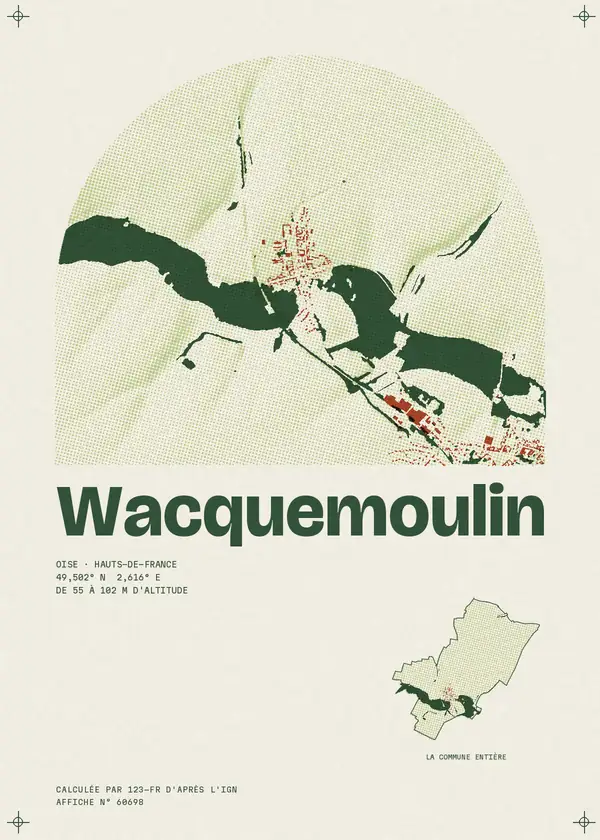 Affiche de Wacquemoulin, calculée par 123-fr d'après l'IGN
