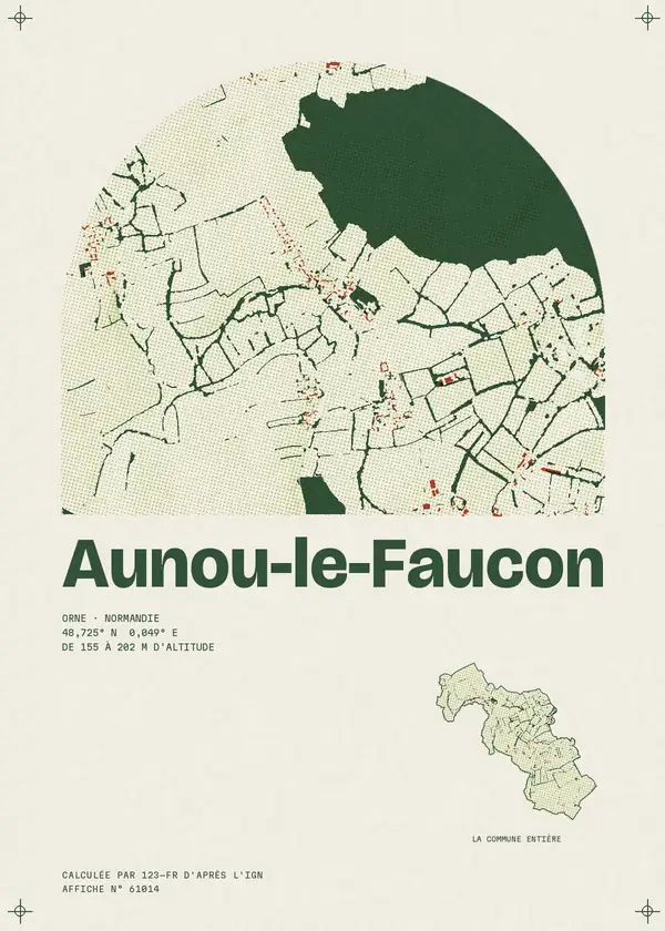 Affiche de Aunou-le-Faucon, calculée par 123-fr d'après l'IGN