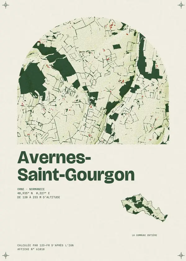 Affiche de Avernes-Saint-Gourgon, calculée par 123-fr d'après l'IGN