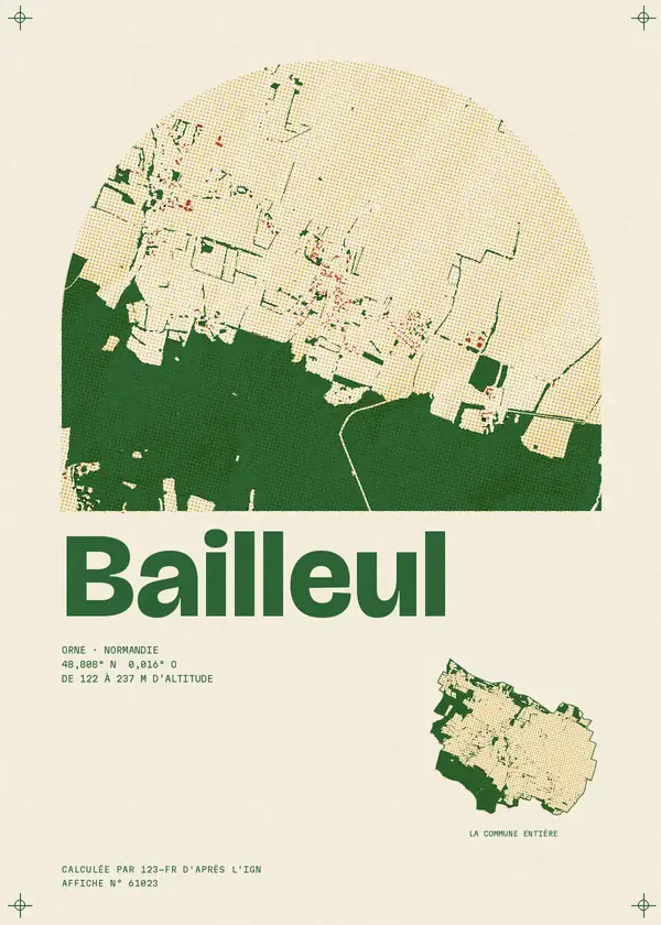 Affiche de Bailleul, calculée par 123-fr d'après l'IGN