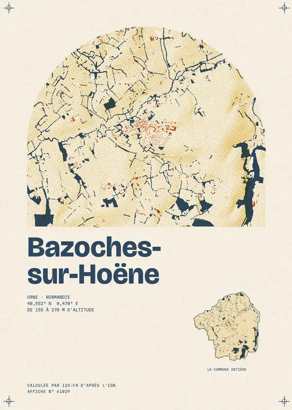 Affiche de Bazoches-sur-Hoëne, calculée par 123-fr d'après l'IGN