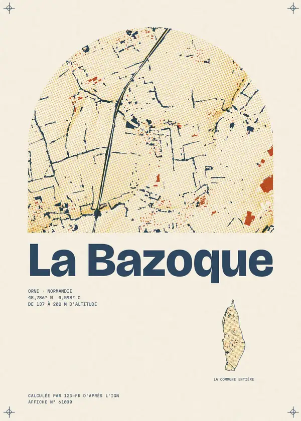 Affiche de La Bazoque, calculée par 123-fr d'après l'IGN