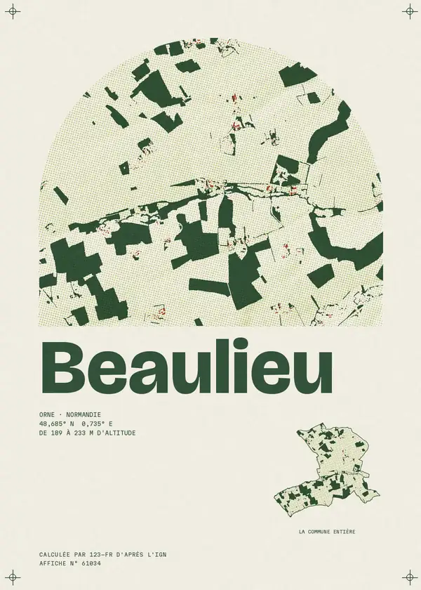 Affiche de Beaulieu, calculée par 123-fr d'après l'IGN