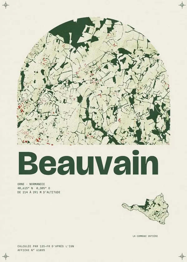Affiche de Beauvain, calculée par 123-fr d'après l'IGN