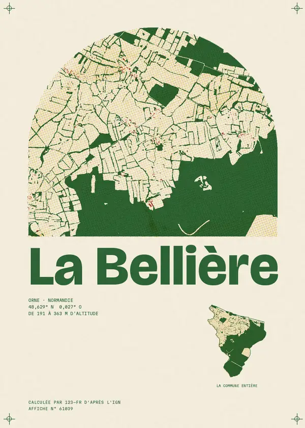 Affiche de La Bellière, calculée par 123-fr d'après l'IGN