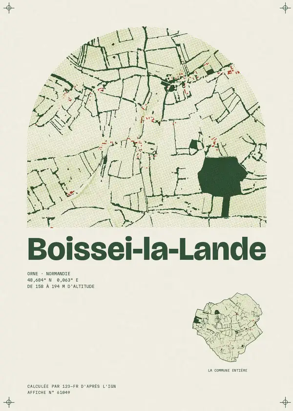 Affiche de Boissei-la-Lande, calculée par 123-fr d'après l'IGN