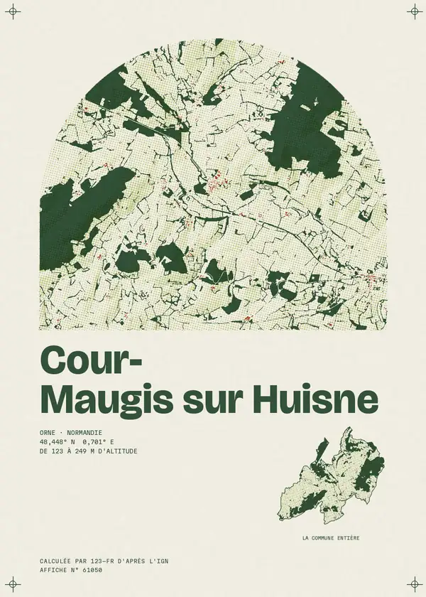 Affiche de Cour-Maugis sur Huisne, calculée par 123-fr d'après l'IGN