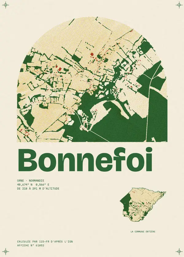 Affiche de Bonnefoi, calculée par 123-fr d'après l'IGN