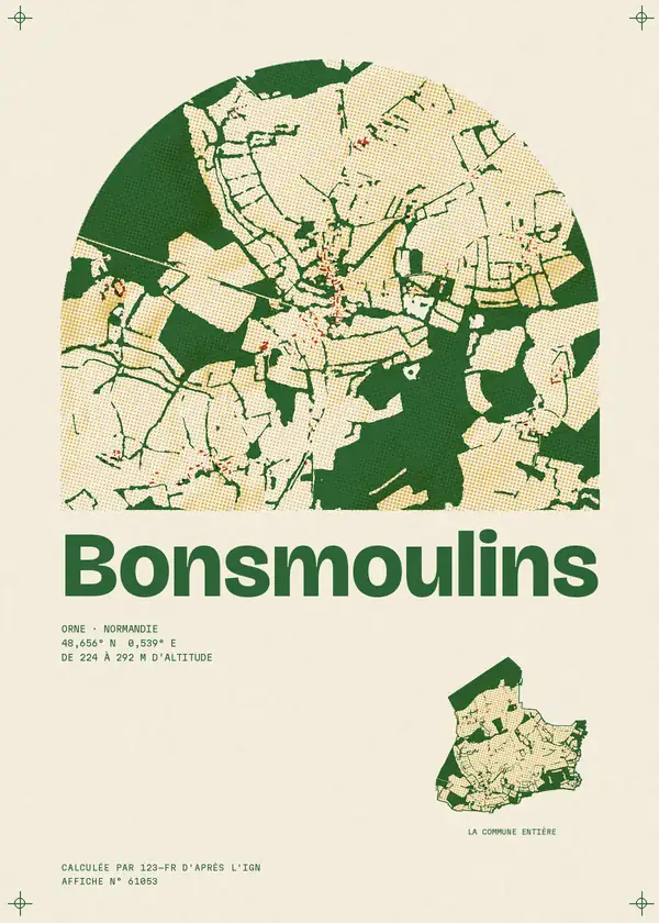 Affiche de Bonsmoulins, calculée par 123-fr d'après l'IGN