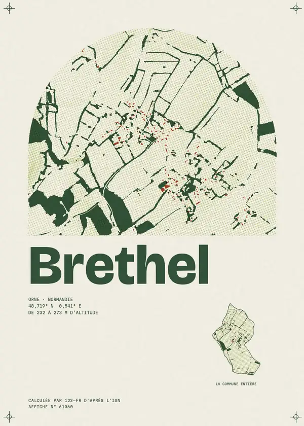 Affiche de Brethel, calculée par 123-fr d'après l'IGN