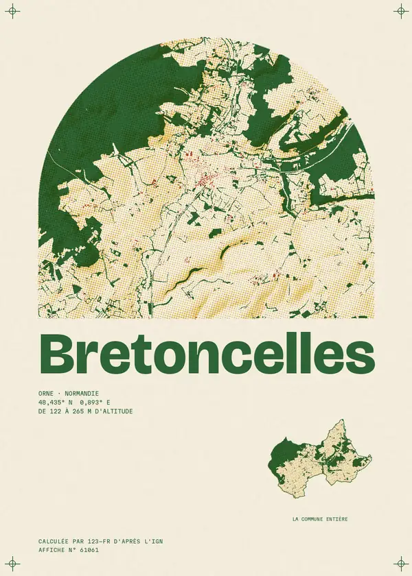 Affiche de Bretoncelles, calculée par 123-fr d'après l'IGN