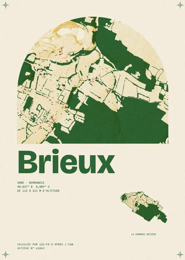 Affiche de Brieux, calculée par 123-fr d'après l'IGN