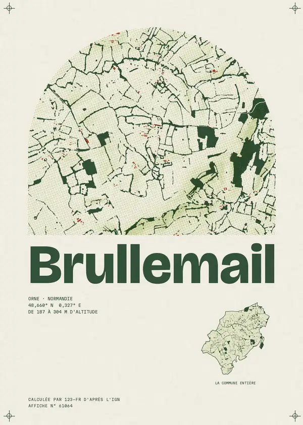 Affiche de Brullemail, calculée par 123-fr d'après l'IGN