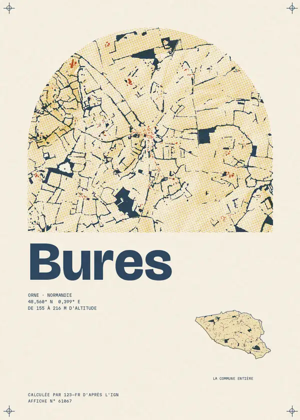 Affiche de Bures, calculée par 123-fr d'après l'IGN