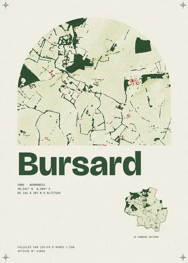 Affiche de Bursard, calculée par 123-fr d'après l'IGN