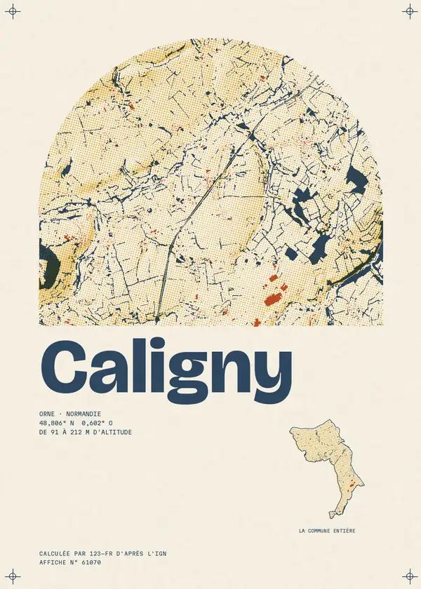 Affiche de Caligny, calculée par 123-fr d'après l'IGN