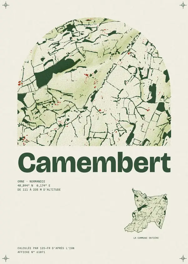 Affiche de Camembert, calculée par 123-fr d'après l'IGN