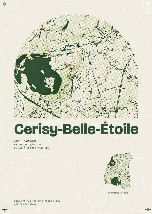 Affiche de Cerisy-Belle-Étoile, calculée par 123-fr d'après l'IGN