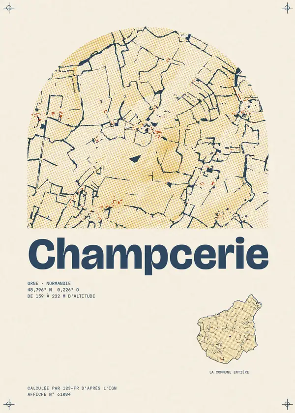 Affiche de Champcerie, calculée par 123-fr d'après l'IGN