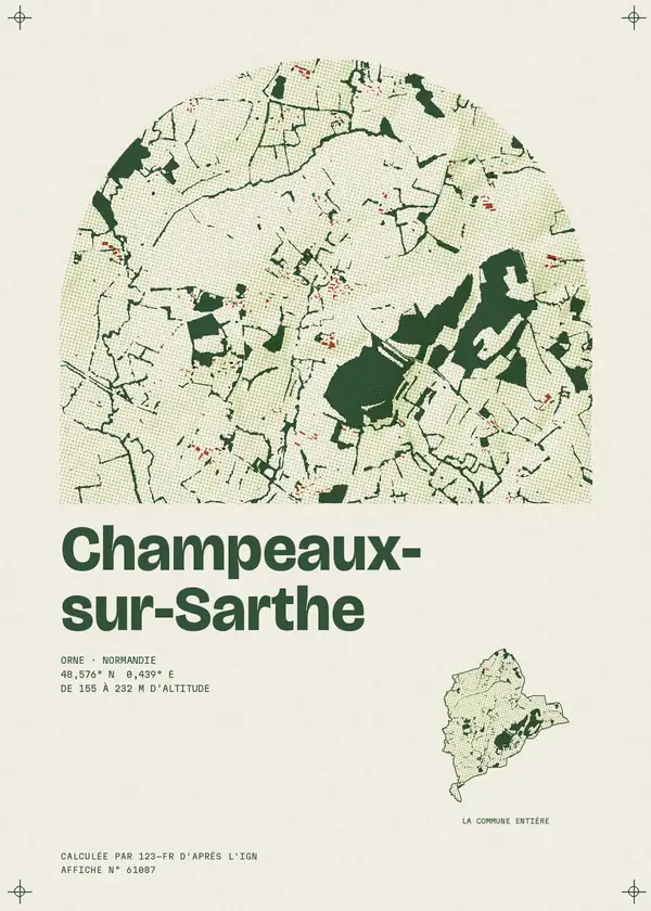 Affiche de Champeaux-sur-Sarthe, calculée par 123-fr d'après l'IGN