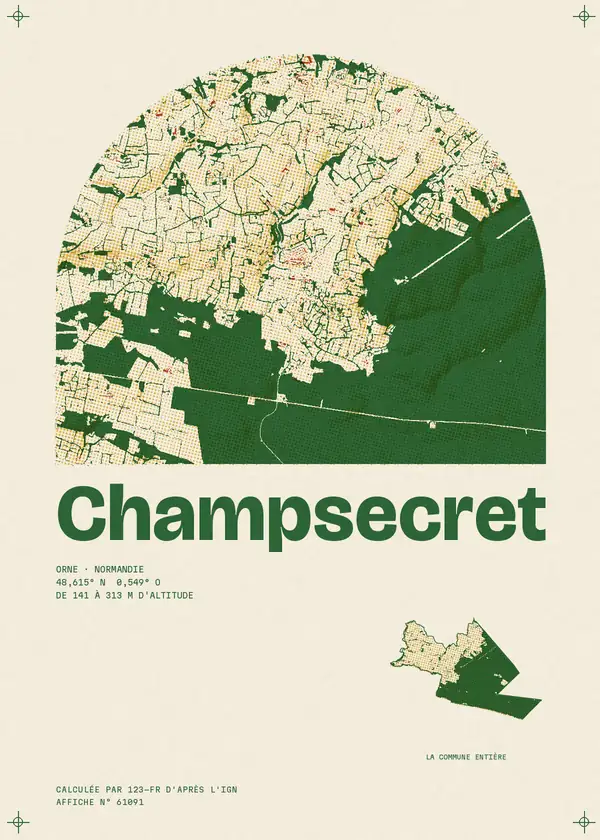Affiche de Champsecret, calculée par 123-fr d'après l'IGN
