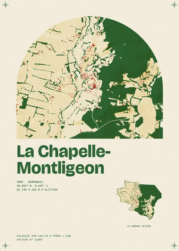 Affiche de La Chapelle-Montligeon, calculée par 123-fr d'après l'IGN