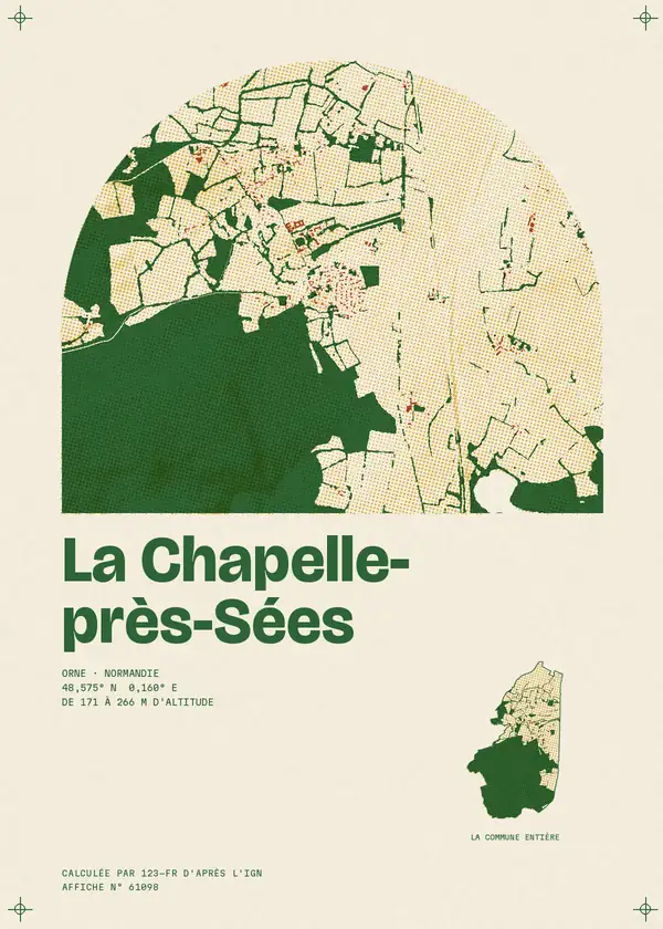 Affiche de La Chapelle-près-Sées, calculée par 123-fr d'après l'IGN