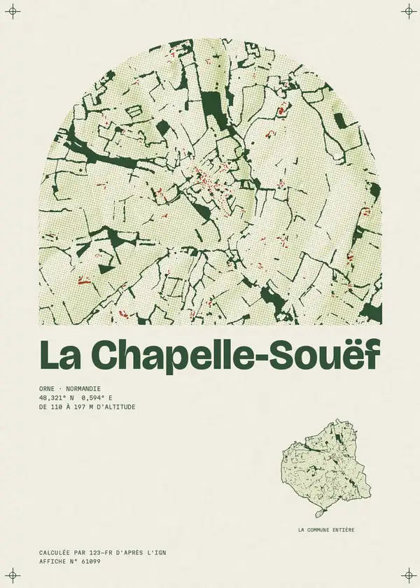 Affiche de La Chapelle-Souëf, calculée par 123-fr d'après l'IGN