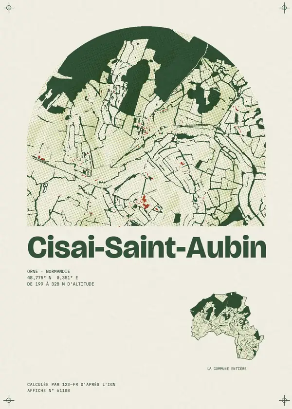 Affiche de Cisai-Saint-Aubin, calculée par 123-fr d'après l'IGN