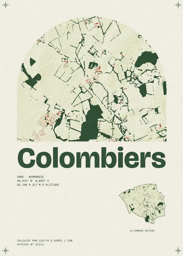 Affiche de Colombiers, calculée par 123-fr d'après l'IGN