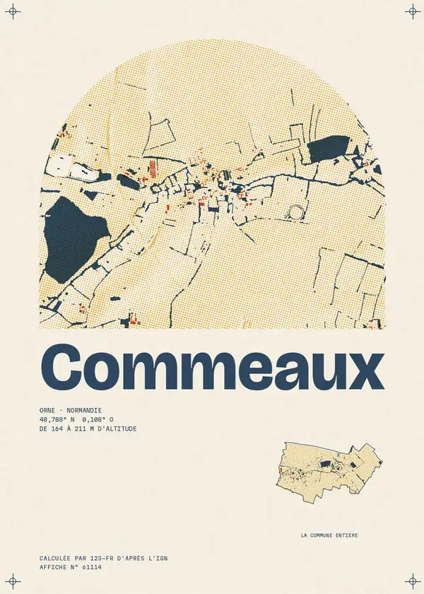 Affiche de Commeaux, calculée par 123-fr d'après l'IGN