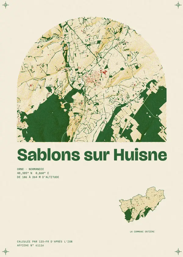 Affiche de Sablons sur Huisne, calculée par 123-fr d'après l'IGN
