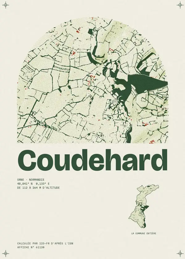 Affiche de Coudehard, calculée par 123-fr d'après l'IGN