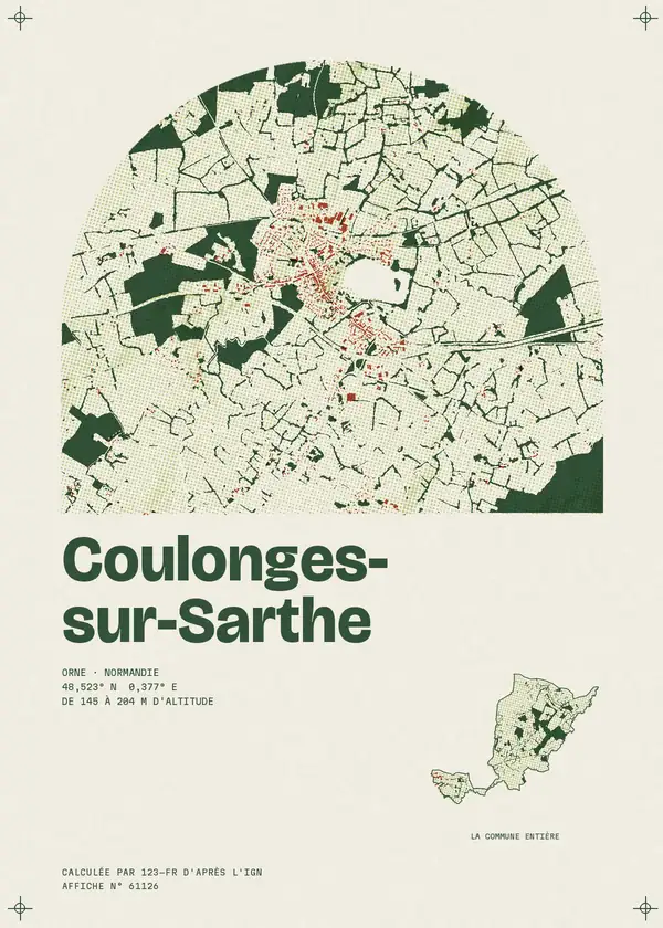 Affiche de Coulonges-sur-Sarthe, calculée par 123-fr d'après l'IGN