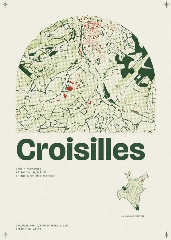 Affiche de Croisilles, calculée par 123-fr d'après l'IGN