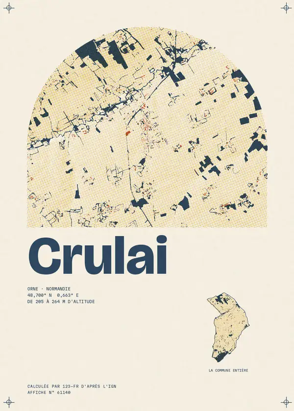 Affiche de Crulai, calculée par 123-fr d'après l'IGN