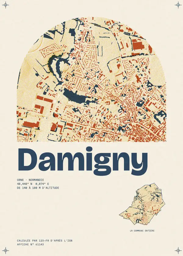 Affiche de Damigny, calculée par 123-fr d'après l'IGN