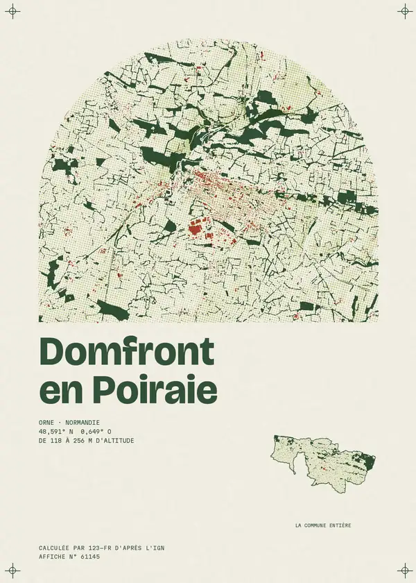 Affiche de Domfront en Poiraie, calculée par 123-fr d'après l'IGN