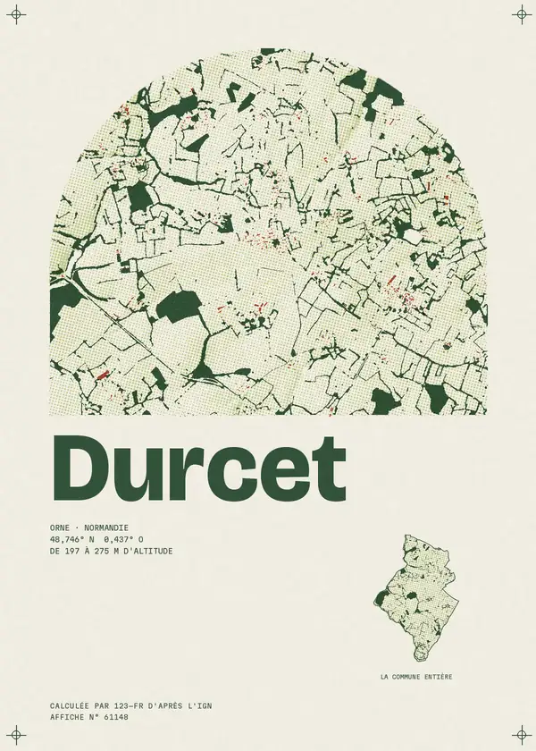 Affiche de Durcet, calculée par 123-fr d'après l'IGN