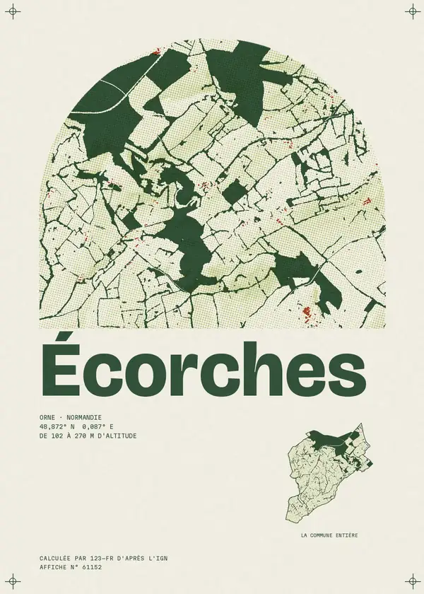 Affiche de Écorches, calculée par 123-fr d'après l'IGN