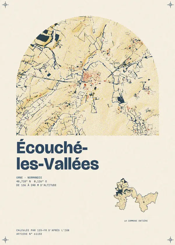 Affiche de Écouché-les-Vallées, calculée par 123-fr d'après l'IGN