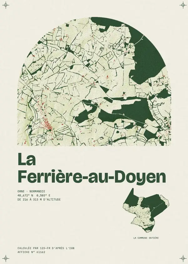 Affiche de La Ferrière-au-Doyen, calculée par 123-fr d'après l'IGN