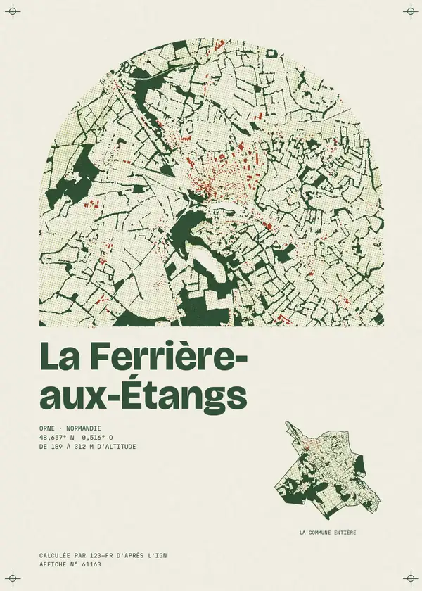 Affiche de La Ferrière-aux-Étangs, calculée par 123-fr d'après l'IGN
