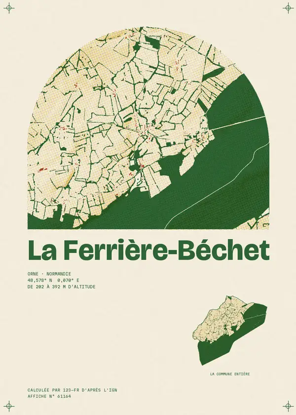Affiche de La Ferrière-Béchet, calculée par 123-fr d'après l'IGN