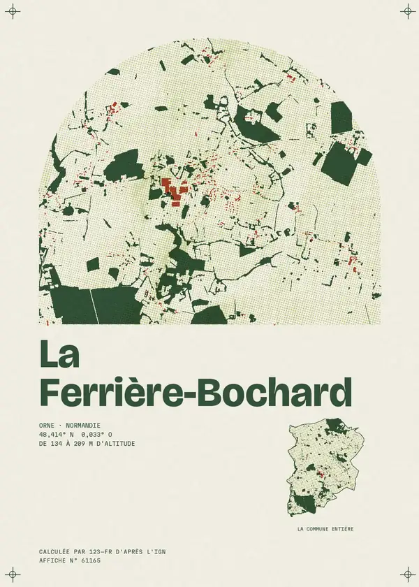 Affiche de La Ferrière-Bochard, calculée par 123-fr d'après l'IGN